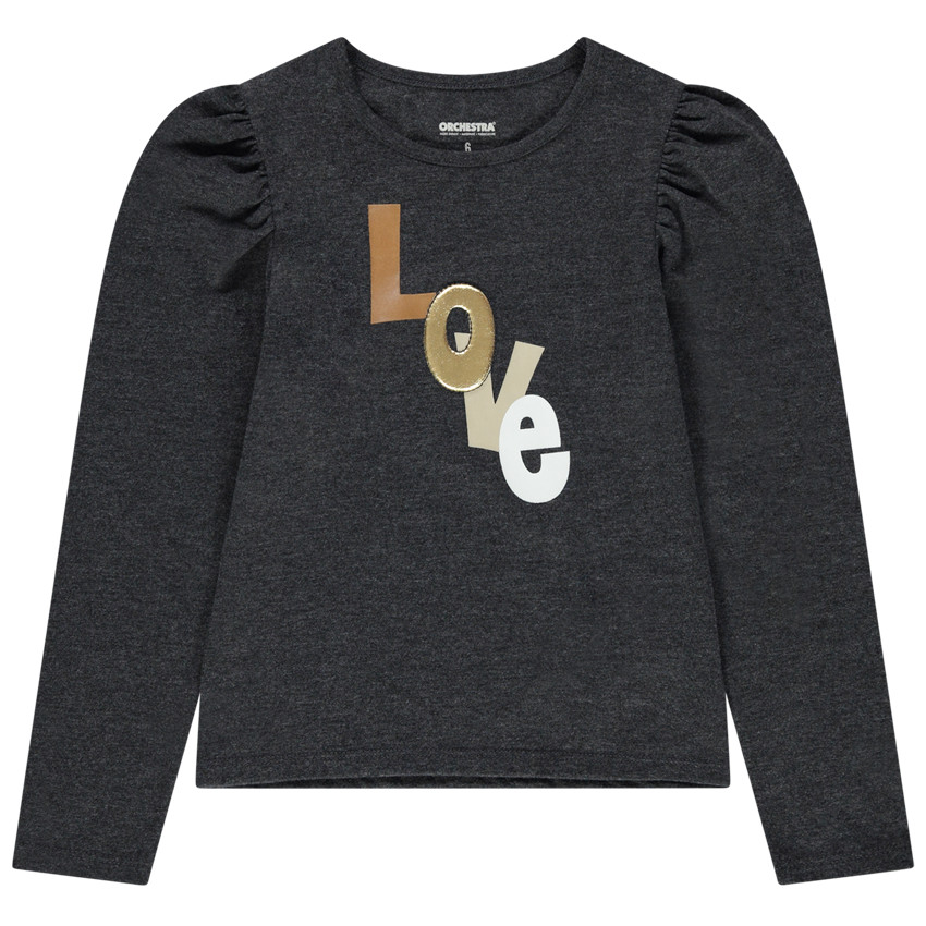 T-shirt μακρυμάνικο με μήνυμα σχέδιο και touch χρυσαφί 