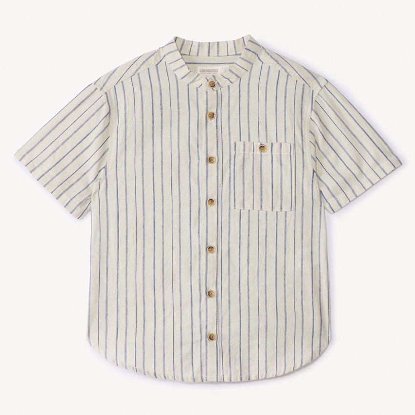 Κοντομάνικο ριγέ πουκάμισο με τσέπη για αγόρι 