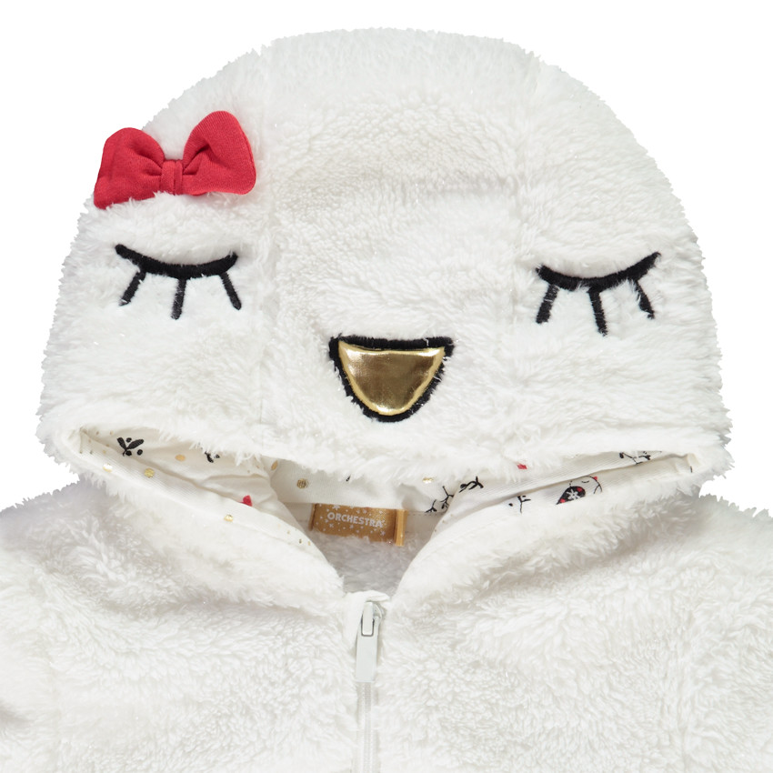 Surpyjama en sherpa avec capuche fantaisie oiseau pour bébé fille Main Surpyjama en sherpa avec capuche fantaisie oiseau pour bébé fille