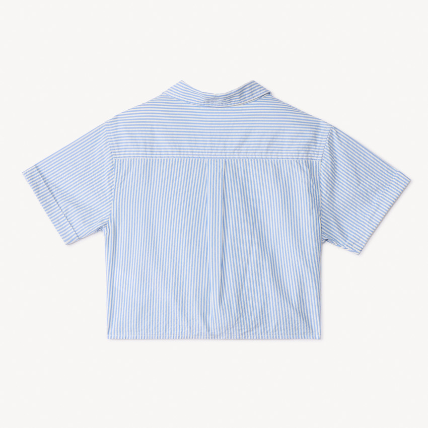 Chemise manches courtes rayée effet noué pour fille 