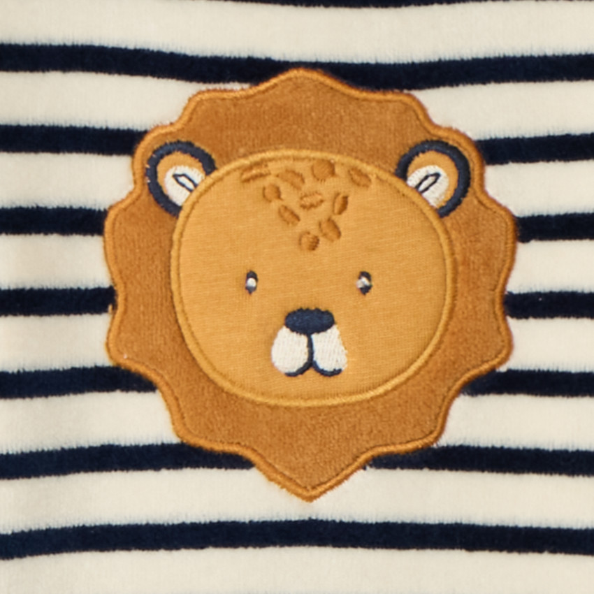 Πιτζάμα 2 τμχ. βελουτέ ριγέ για μωρό αγόρι με διαφορετικά φινιρίσματα ανάλογα με την ηλικία 