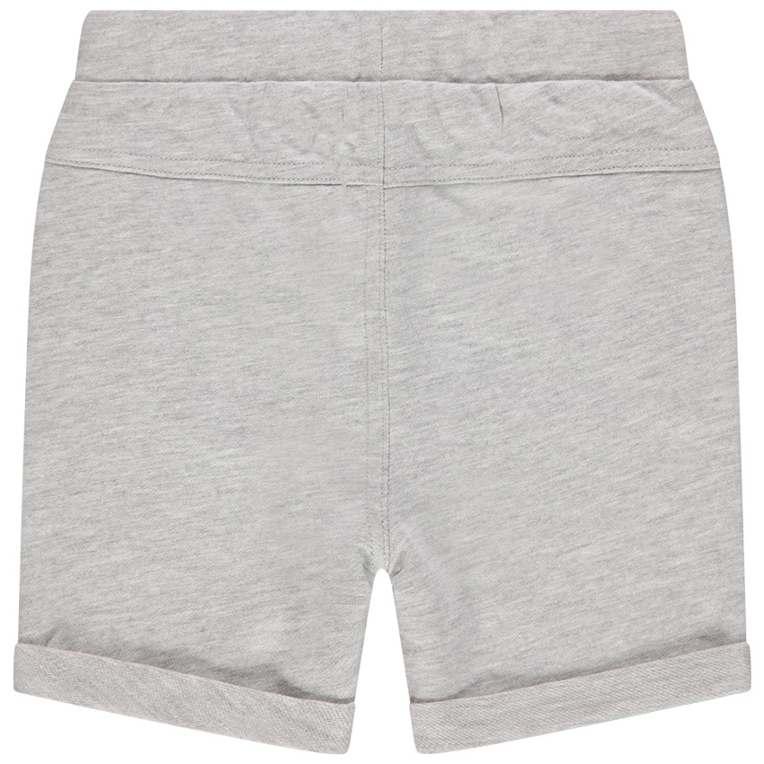 Βερμούδα από φούτερ μονόχρωμη με εκτυπωμένα κορδόνια για bebe αγόρι 