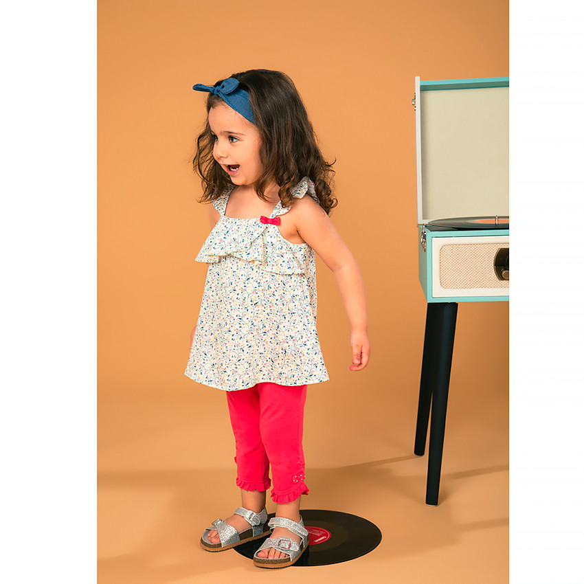 Κοντό παντελόνι με φανταστικούς κόμπους για μωρό κορίτσι 