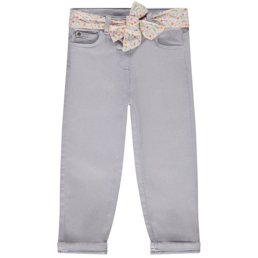 Τζιν ίσιο σε denim με ζώνη φουλάρι για bebe κορίτσι 
