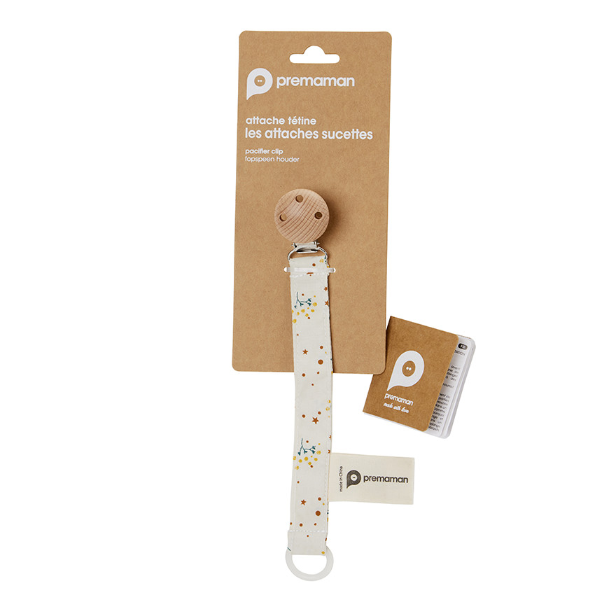 Κλιπ για πιπίλα από ξύλο με λουλούδια 