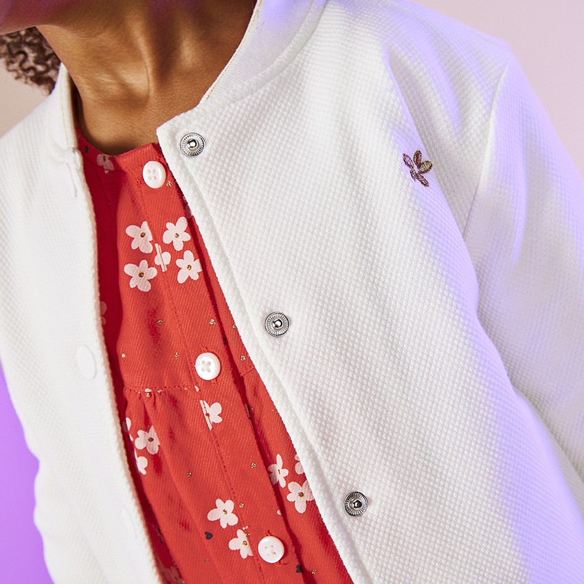 Φόρεμα μακρυμάνικο με φρου φρου και λουλούδια για κορίτσι 