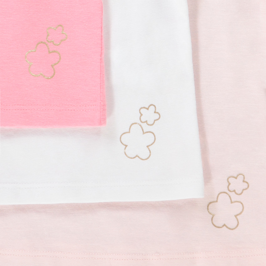 Σετ από 3 κοντομάνικα μπλουζάκια μονόχρωμα για bebe κορίτσι 