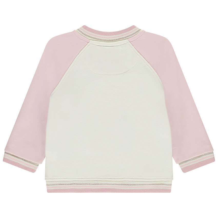 Μπουφάν teddy από molleton με εφέ color block για κορίτσι μωρό 