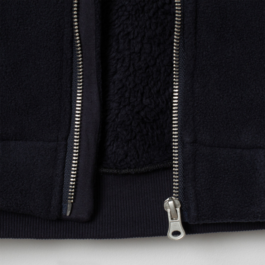 Veste à capuche en molleton doublée sherpa à lettres brodées  Additional Veste à capuche en molleton doublée sherpa à lettres brodées