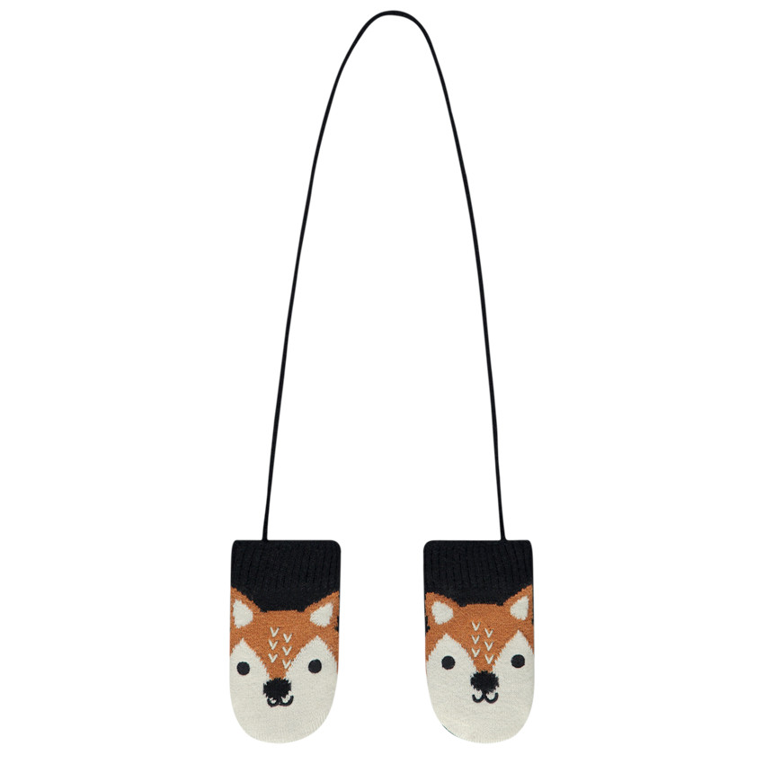 Γάντια πλεκτά αλεπούδες με επένδυση sherpa για bebe αγόρι 