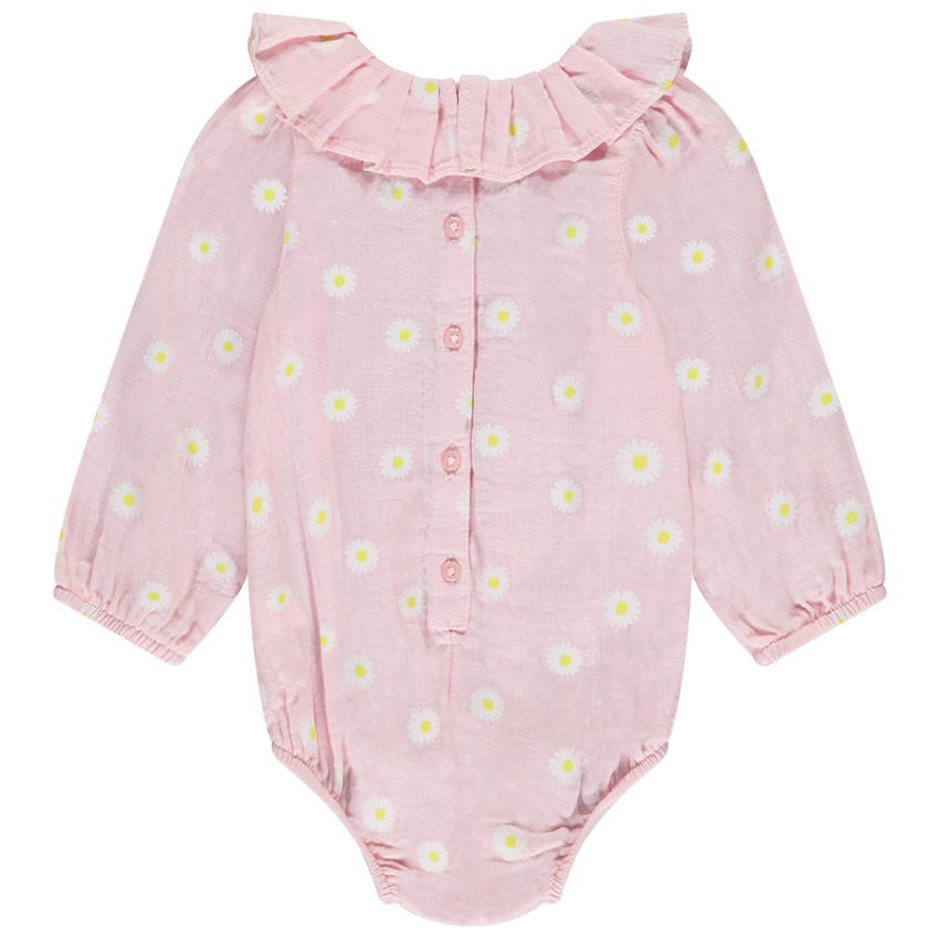 Ρόμπα μακρυμάνικη με σχέδιο μαργαρίτες για bebe κορίτσι 