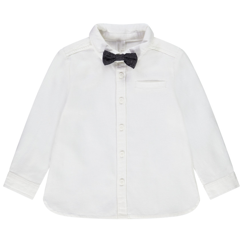 Chemise en coton avec noeud papillon à scratch pour garçon Main Chemise en coton avec noeud papillon à scratch pour garçon
