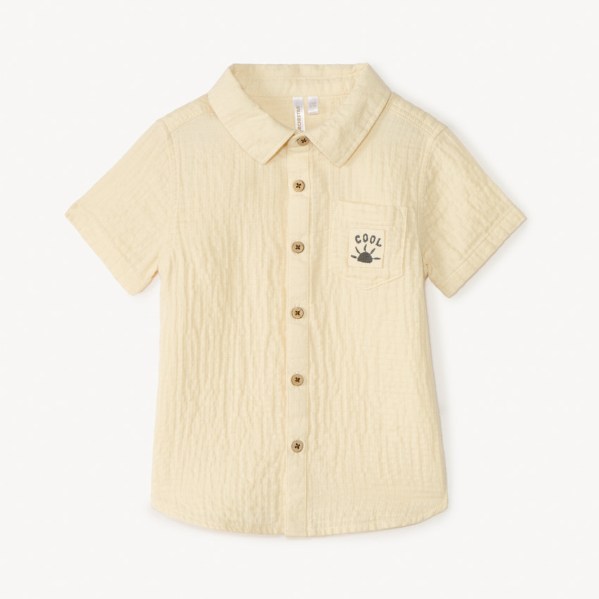 Πουκάμισο κοντό μανίκι από γάζα για μωρό αγόρι 