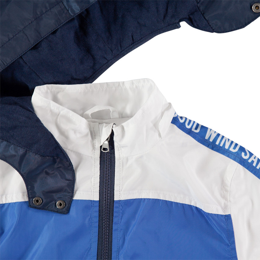 Τρίχρωμο αντιανεμικό με επένδυση ζέρσεϊ και τσέπες με φερμουάρ  