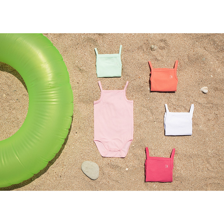 Σετ από 3 μονόχρωμα κορμάκια με τιράντες για κορίτσι 