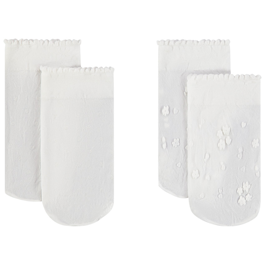 Lot de 2 paires de chaussettes fines écrues pour fille 