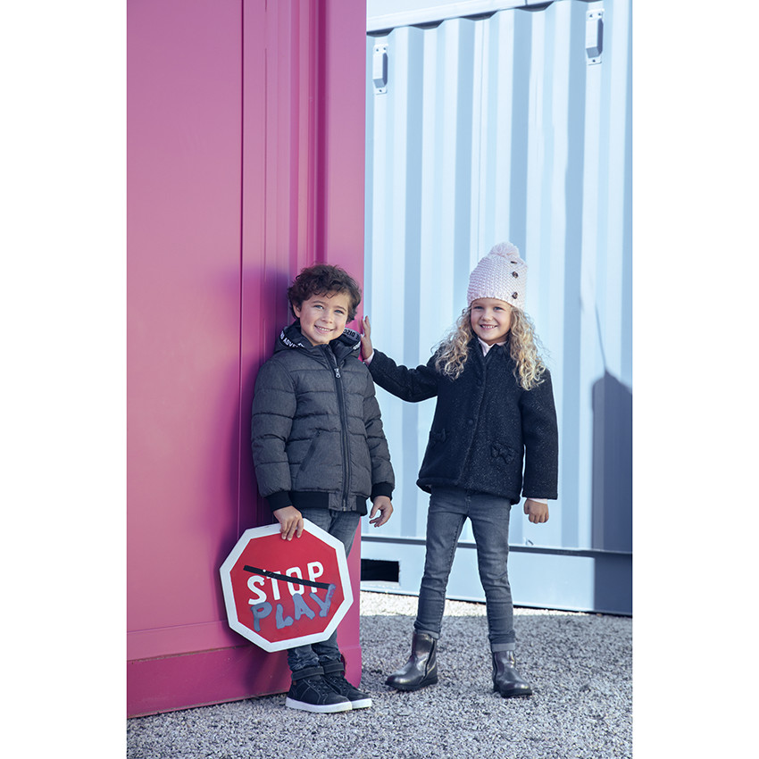 Παλτό πλεκτό με επένδυση από μικροπολάρ για αγόρι 