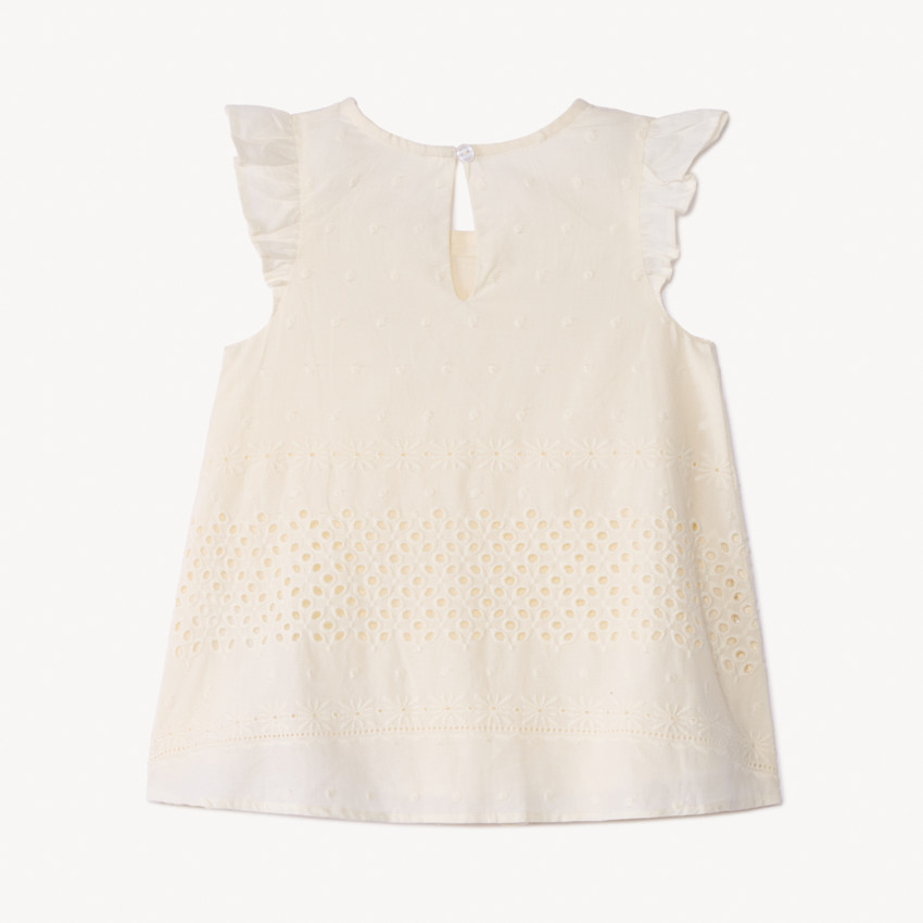 Τουνίκ κοντομάνικο με βολάν και κεντήματα για bebe κορίτσι 