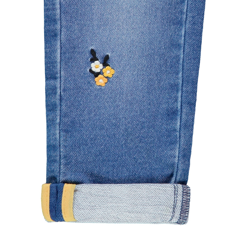 Jean délavé à fleurs brodées pour bébé fille 
