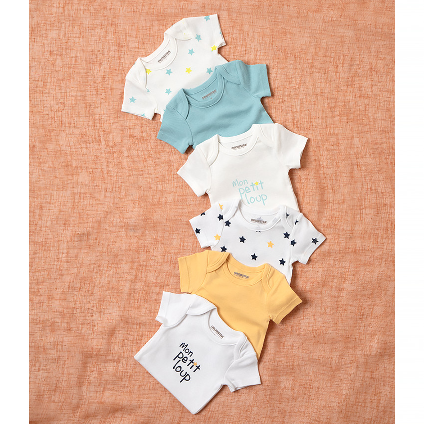 Lot de 3 bodies manches courtes pour bébé garçon Main Lot de 3 bodies manches courtes pour bébé garçon