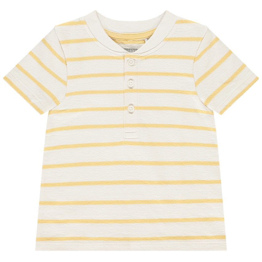 Πολό κοντομάνικο με ρίγες και γιακά teddy για μωρό αγόρι 