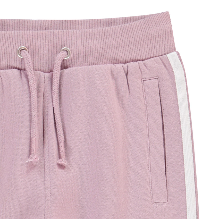 Pantalon de jogging en molleton gratté avec bandes placées pour fille Main Pantalon de jogging en molleton gratté avec bandes placées pour fille
