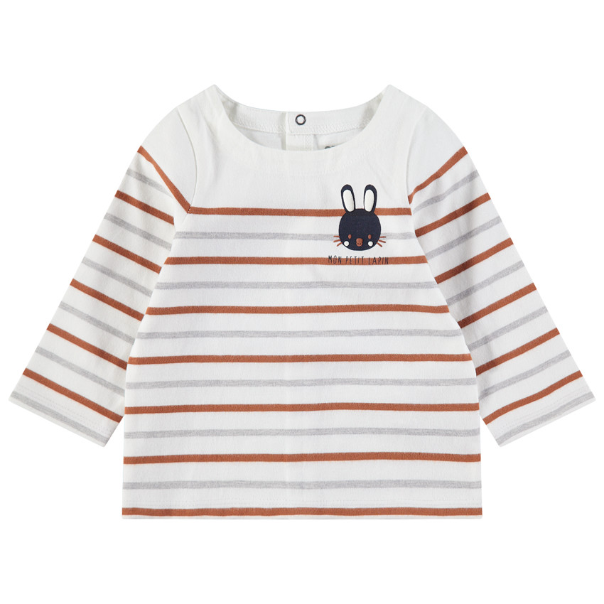 Μακρυμάνικη μαρινιέρα με τυπωμένο λαγουδάκι 