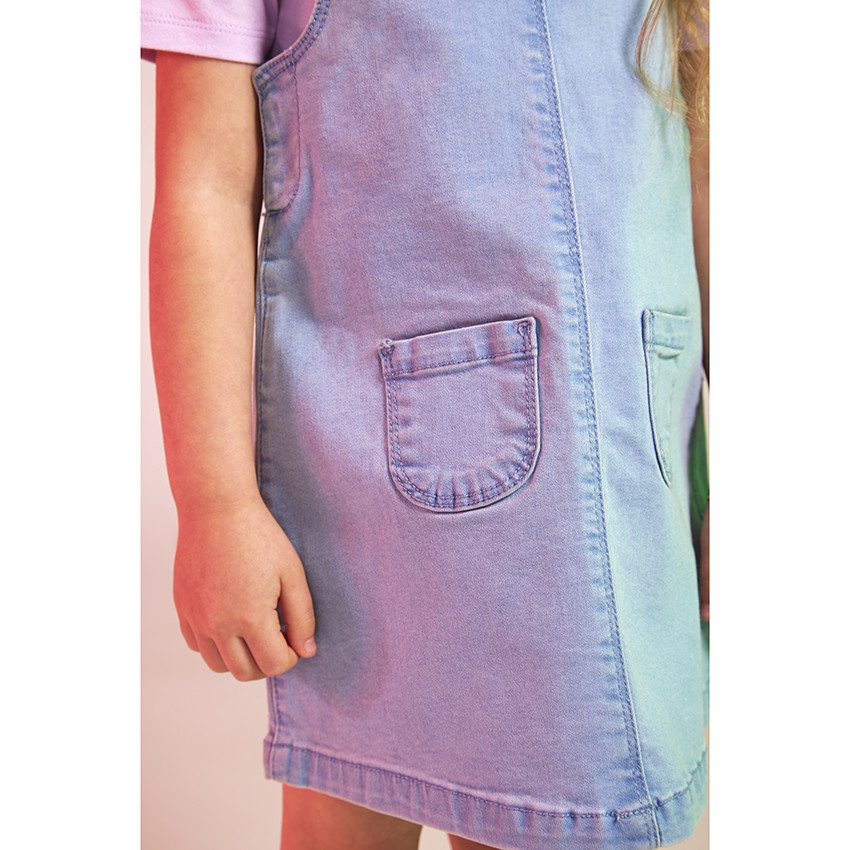 Φόρεμα σαλόπετα από denim με κουμπιά καρδιές για κορίτσι 