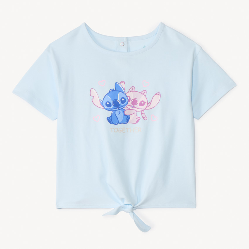 T-shirt κοριτσιού κοντό μανίκι με Stitch και Angel Disney 