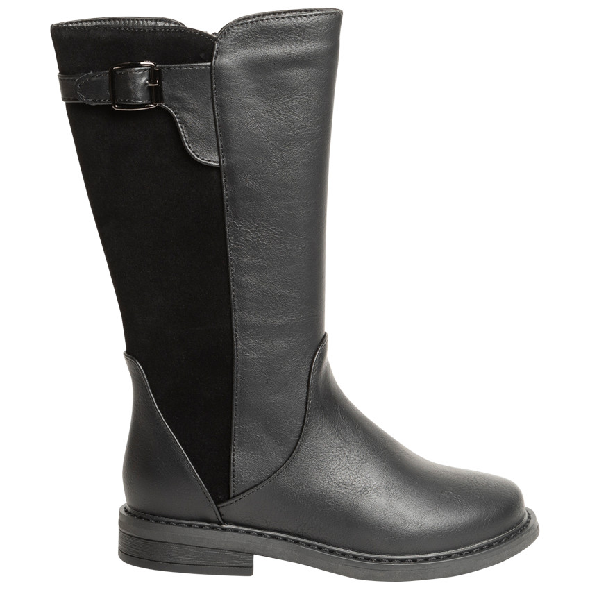 Μαύρες καουμπόικες μπότες για κορίτσι με λουράκι και φανταχτερή αγκράφα 