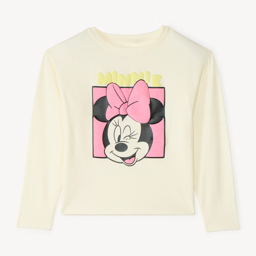 T-shirt à manches longues avec imprimé placé Minnie Disney pour fille 