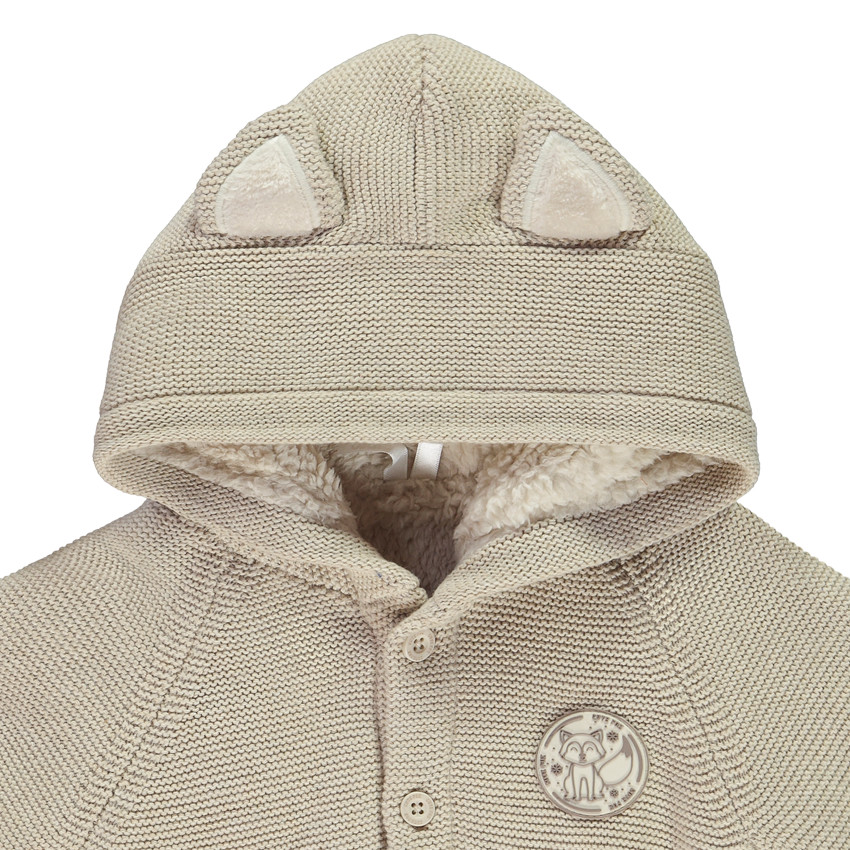 Ζακέτα πλεκτή με κουκούλα και επένδυση για μωρό αγόρι 