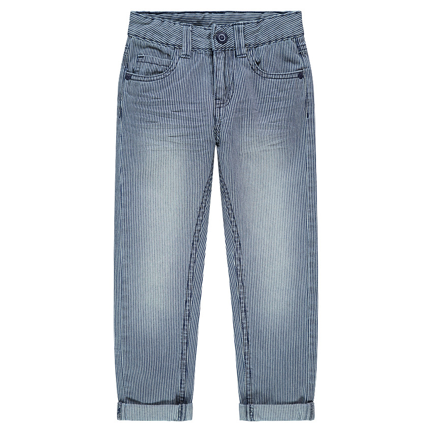 Βαμβακερό παντελόνι με λεπτές ρίγες και ανάγλυφο καρχαρία 