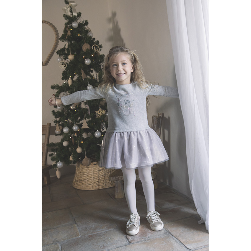 Γιορτινό φόρεμα effet 2 σε 1 bi-matière για κορίτσι 