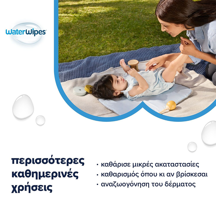 WaterWipes Οικολογικά Μωρομάντηλα με 99,9% Νερό, 9x60τεμ 