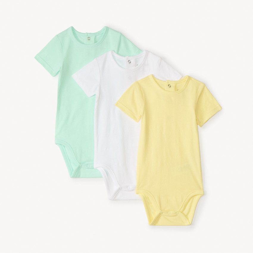Σετ από 3 μονόχρωμα κοντομάνικα bodys για αγόρι μωρό 