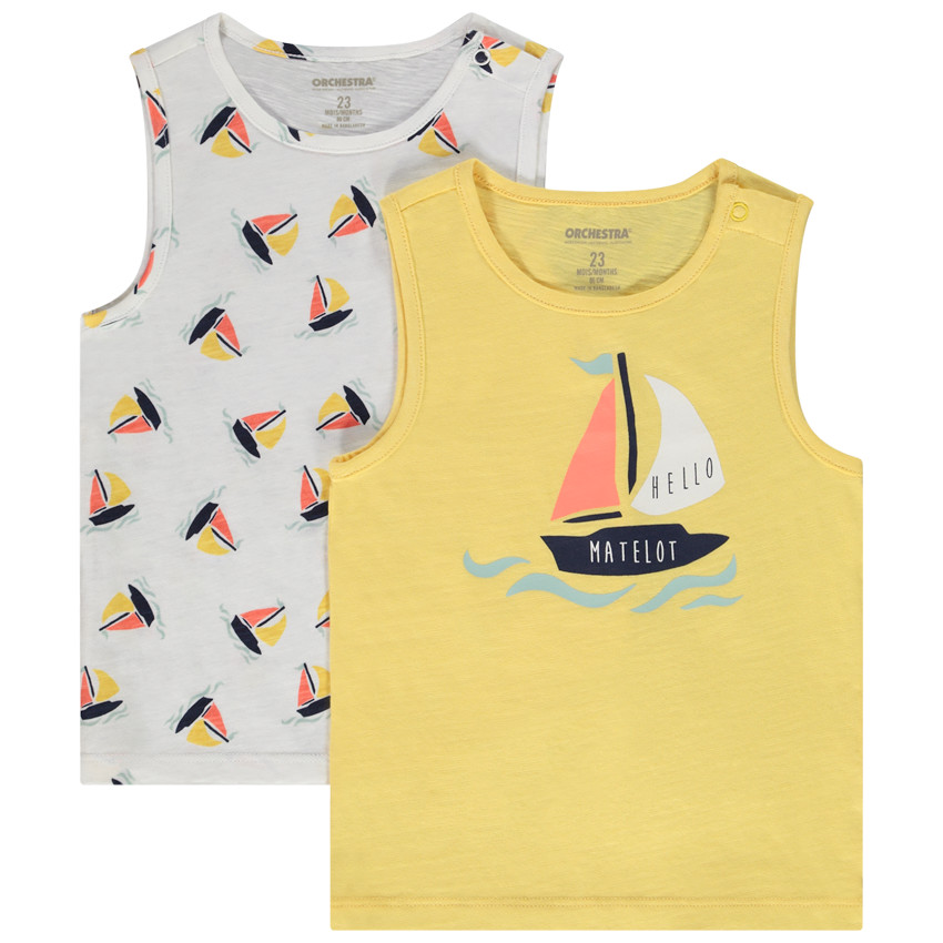 Σετ από 2 αμάνικα μπλουζάκια από jersey για bebe αγόρι 