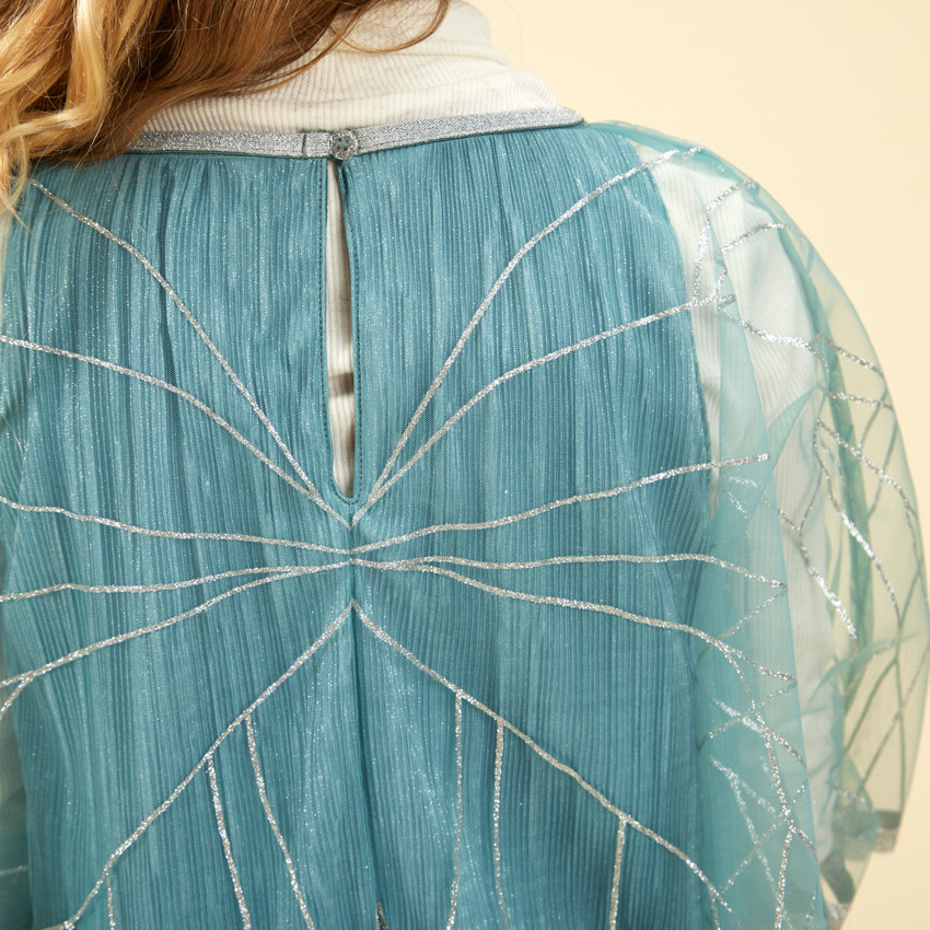 Φόρεμα πλισέ με κάπα από τούλι για κορίτσι 