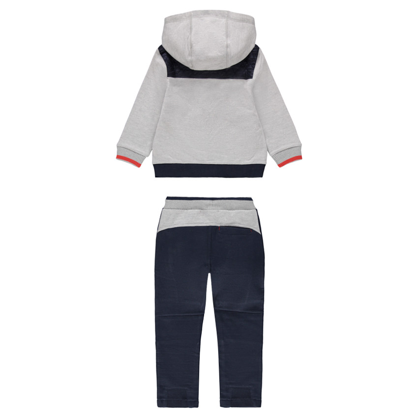 Δίχρωμη φόρμα από φανέλα με φερμουάρ στις τσέπες  