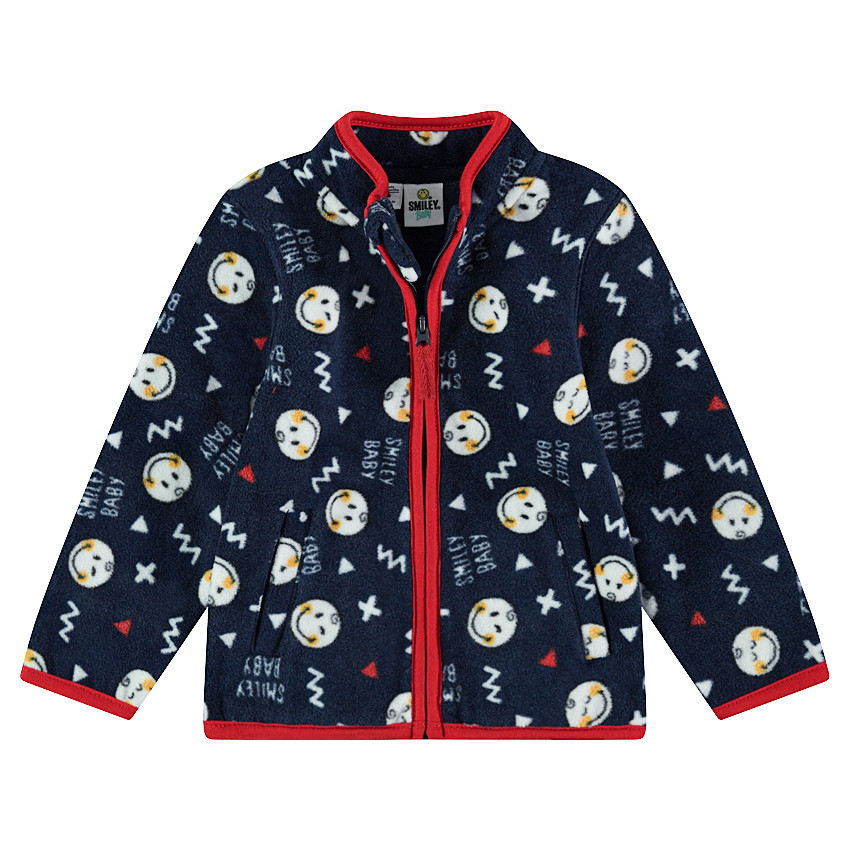 Ζακέτα φλις με μοτίβο ©Smiley σε όλη την επιφάνεια 