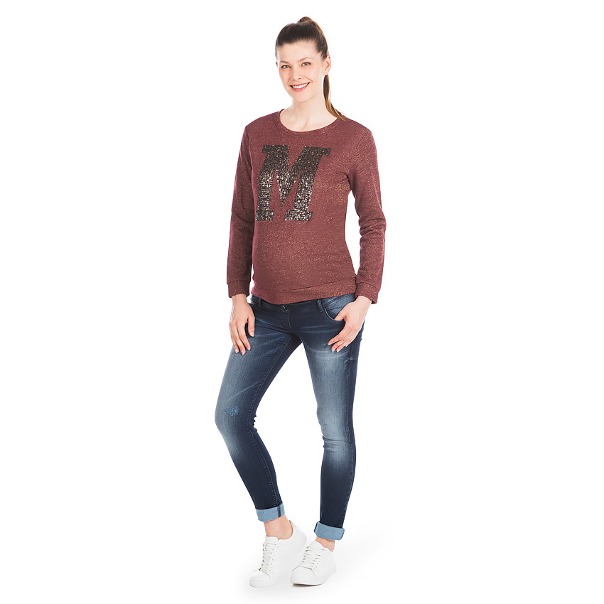 Φούτερ Εγκυμοσύνης Από Molleton Και Lurex Με Γράμματα Σε Χάλκινες Πούλιες 