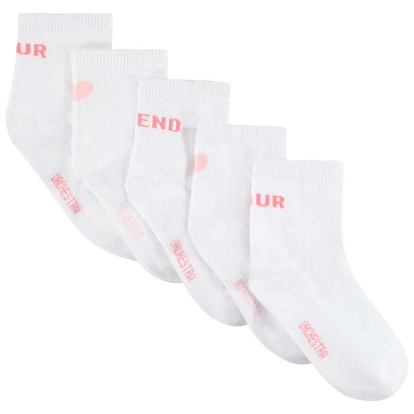 Σετ από 5 ζευγάρια κανονικών κάλτσων με μηνύματα σε ζακάρ 