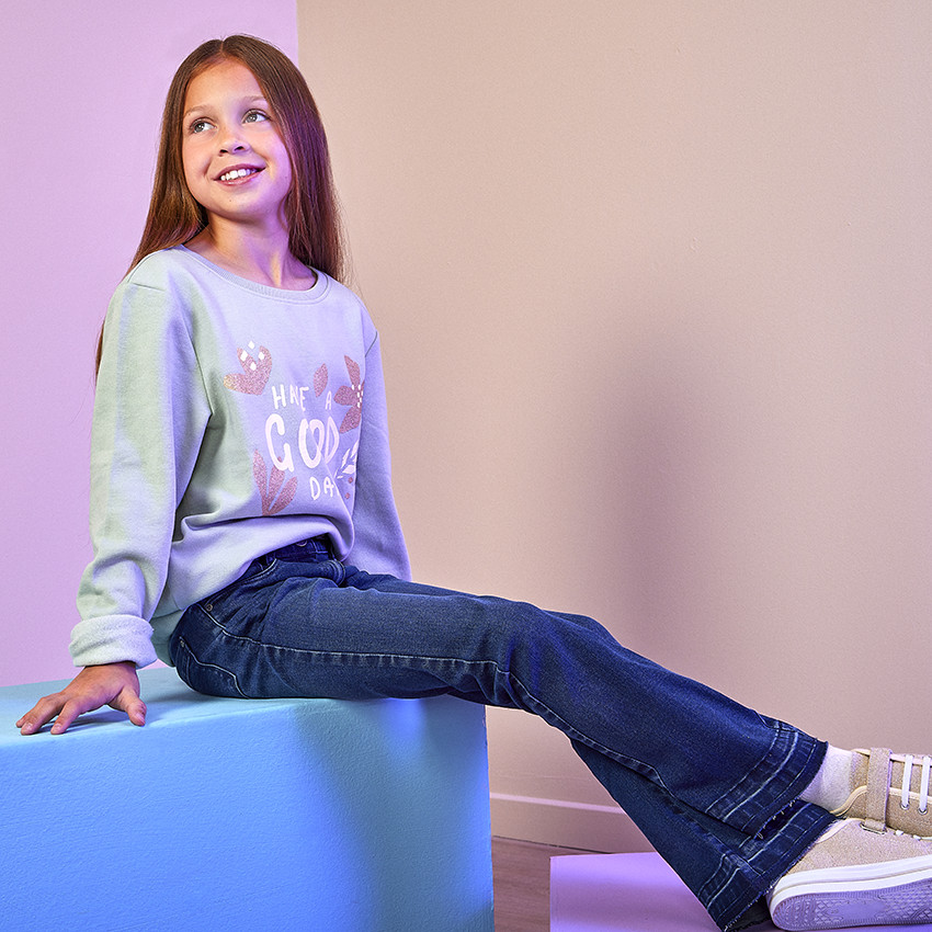 Παντελόνι από denim σε γραμμή καμπάνα για κορίτσι 