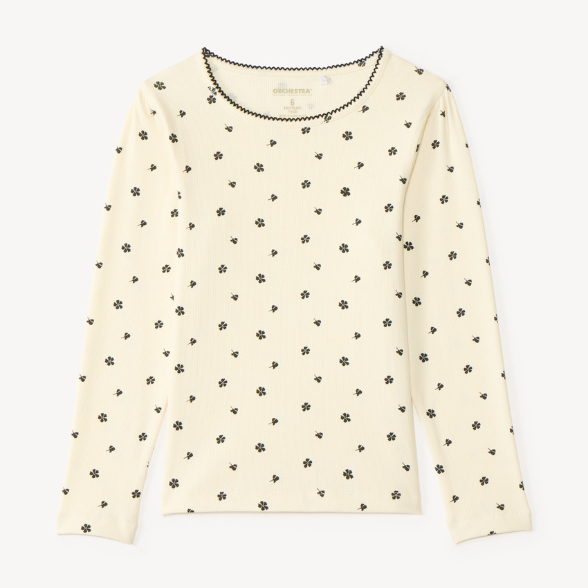 T-shirt à manches longues imprimé fleurs pour fille 