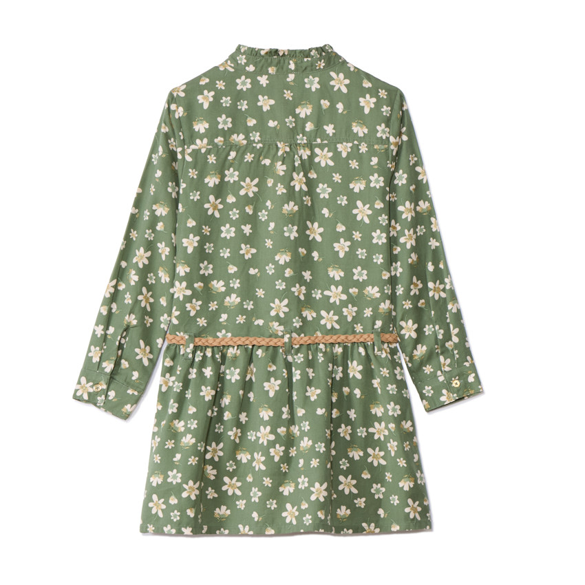 Φόρεμα μακρυμάνικο πάνινο σε στυλ πουκάμισου για κορίτσι 