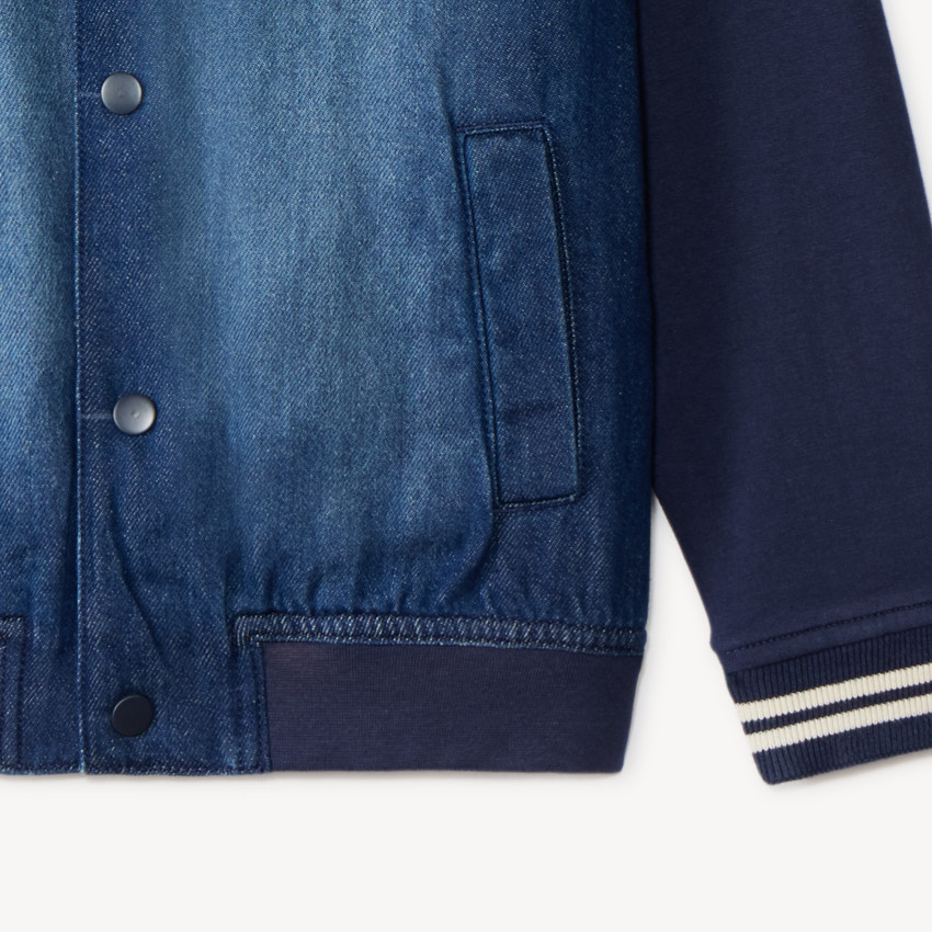 Τeddy jacket για αγόρια με δύο υλικά: τζην και φλις. 