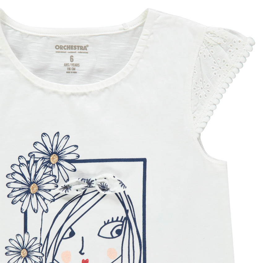 T-shirt κοντομάνικο με κέντημα και σχέδιο πρόσωπο Main T-shirt κοντομάνικο με κέντημα και σχέδιο πρόσωπο