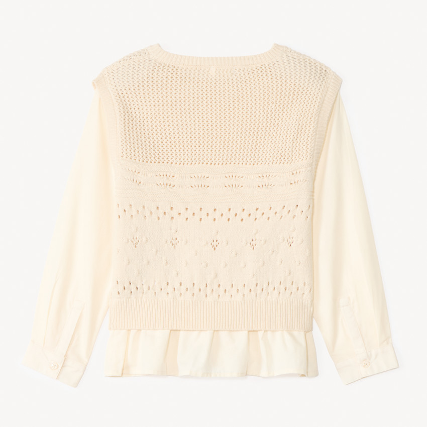 Pull 2 en 1 chemise + pull sans manches pour fille  