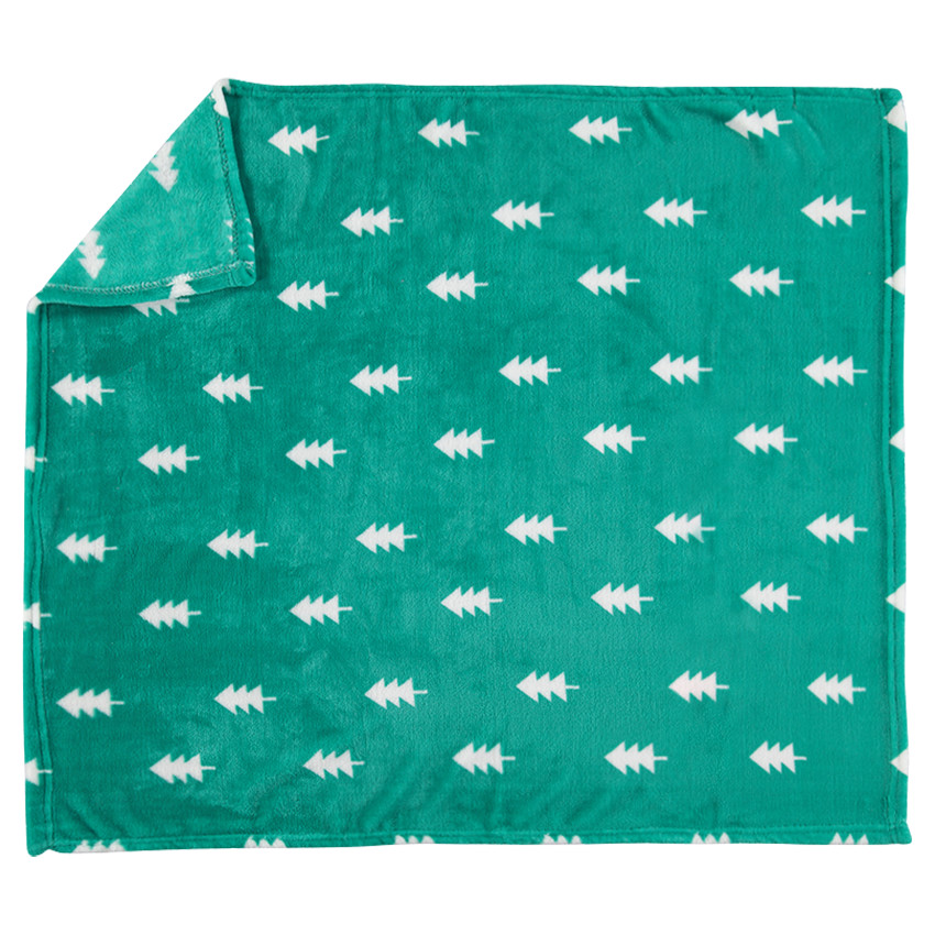 Ensemble couverture sherpa motif sapins et hochet renne  