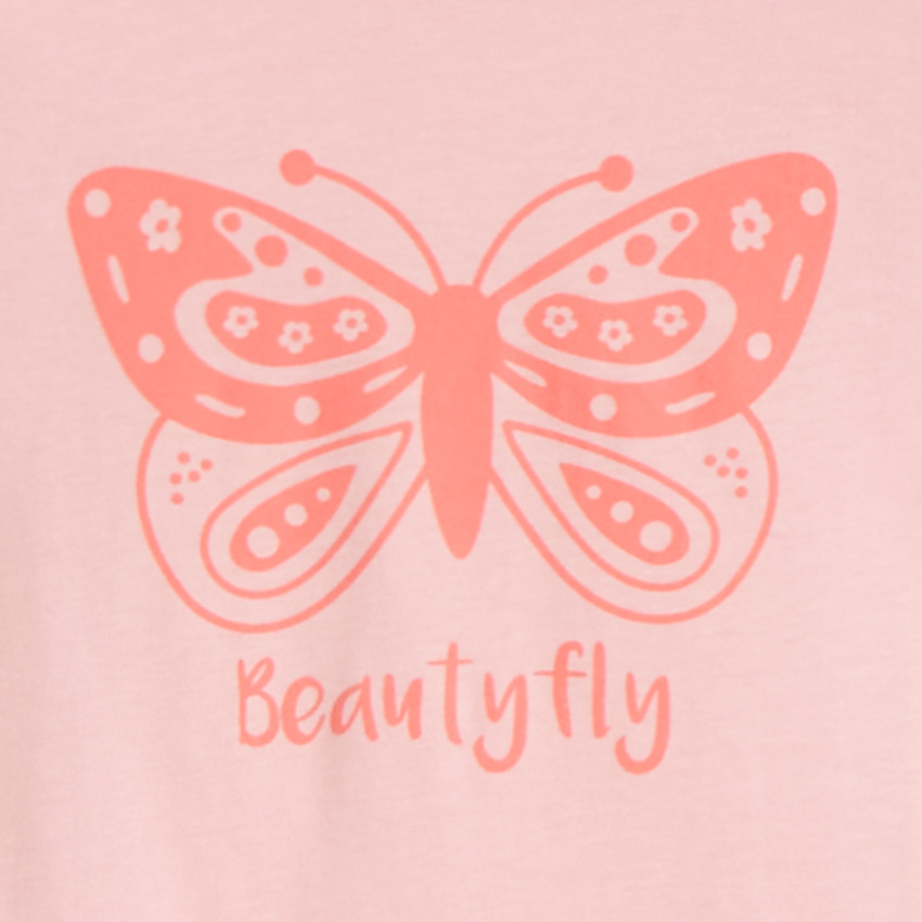 Σετ πιτζάμας 2 τμχ. jersey ροζ με σχέδιο πεταλούδα για κορίτσι 